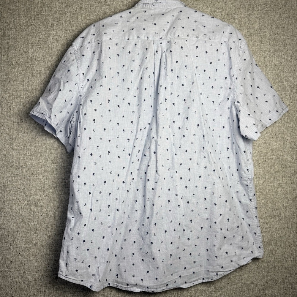 US Polo Assn. Short Sleeve Button Down Blue White Palm Trees Anchor 2XL XXL - Picture 2 of 3